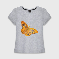 Оранжевая бабочка в черную полоску с пятнышками – Женская футболка хлопок Slim с принтом купить