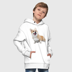 Худи с принтом Взрослая Корги собака для ребенка, вид на модели спереди №7. Цвет основы: белый