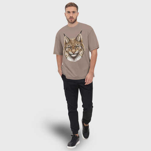 Мужская футболка oversize 3D Рысь лесная дикая кошка, цвет 3D печать - фото 5