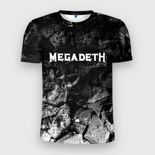 Мужская приталенная футболка с принтом Megadeth black graphite, вид спереди №1