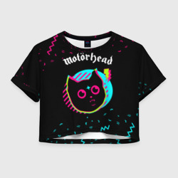 Женская футболка Crop-top 3D Motorhead - rock star cat