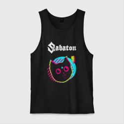 Мужская майка хлопок Sabaton rock star cat