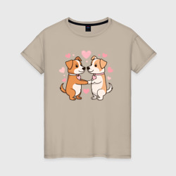 Женская футболка хлопок Влюбленные собачки