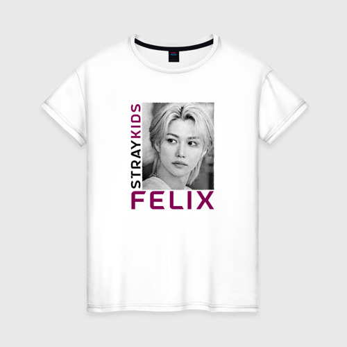Женская футболка из хлопка с принтом Felix funart, вид спереди №1