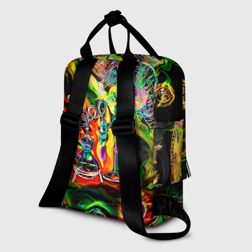 Женский рюкзак 3D с принтом Хамелеон и стихии, вид сзади #1