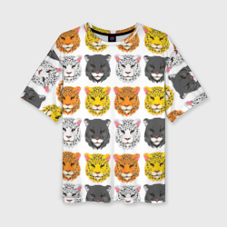 Дикие цветные кошки  – Женская футболка oversize 3D с принтом купить со скидкой в -50%