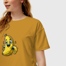 Женская футболка хлопок Oversize Забавный мультяшный банан - фото 2
