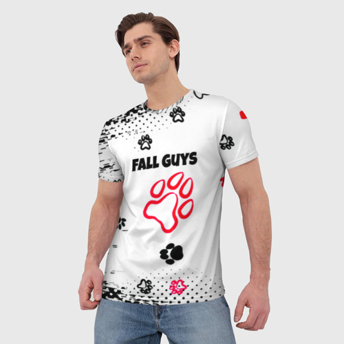 Мужская футболка 3D Fall Guys kids game pattern, цвет 3D печать - фото 3
