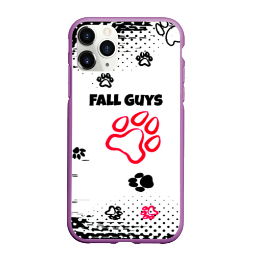 Чехол для iPhone 11 Pro Max матовый Fall Guys kids game pattern, цвет фиолетовый