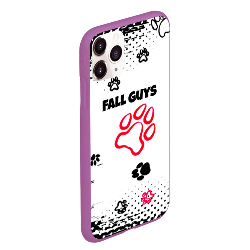 Чехол для iPhone 11 Pro Max матовый Fall Guys kids game pattern, цвет фиолетовый - фото 3