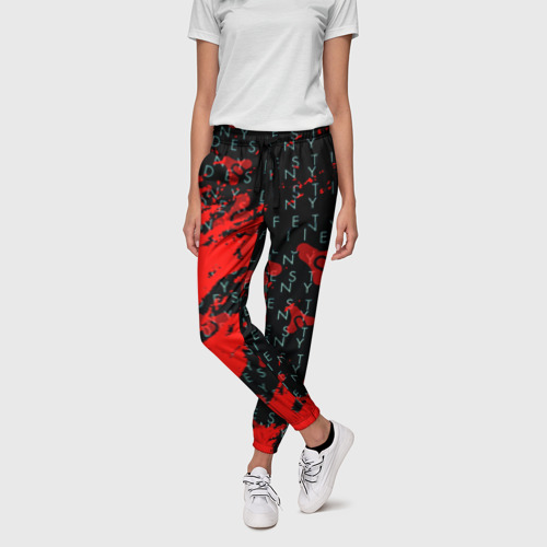 Женские брюки 3D Destiny краски надписи текстура, цвет 3D печать - фото 3