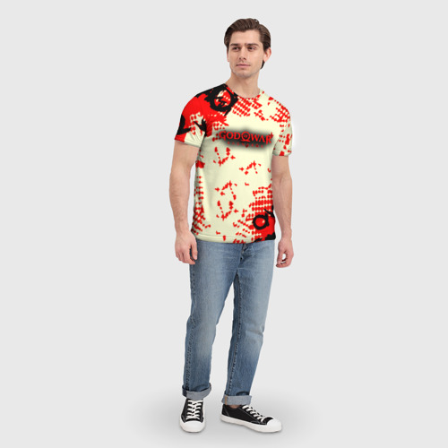 Мужская футболка 3D с принтом God of war паттерн гейм, вид сбоку #3