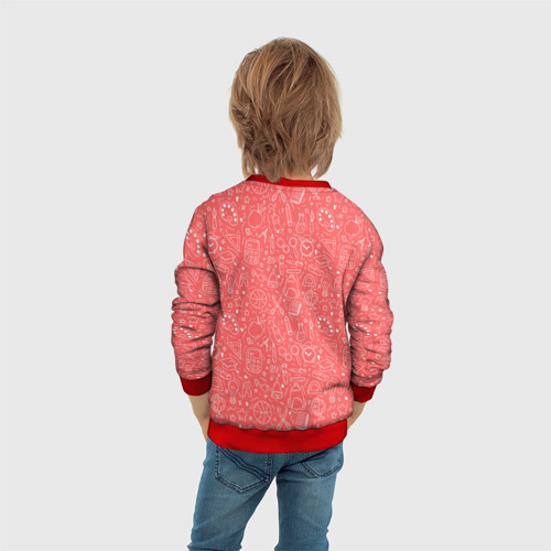 Детский свитшот 3D с принтом Школьный розовый паттерн, вид сзади #2