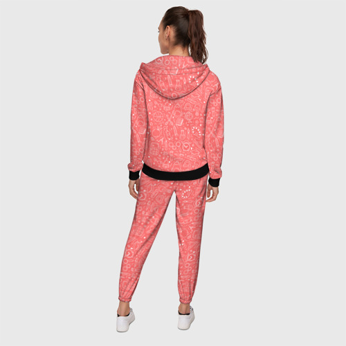 Женский костюм 3D с принтом Школьный розовый паттерн, вид сзади #2