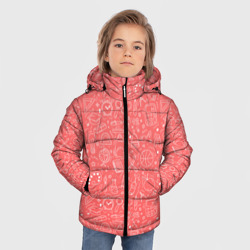 Зимняя куртка для мальчиков 3D Школьный розовый паттерн - фото 2