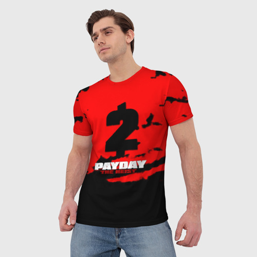 Мужская футболка 3D Payday 2 краски, цвет 3D печать - фото 3