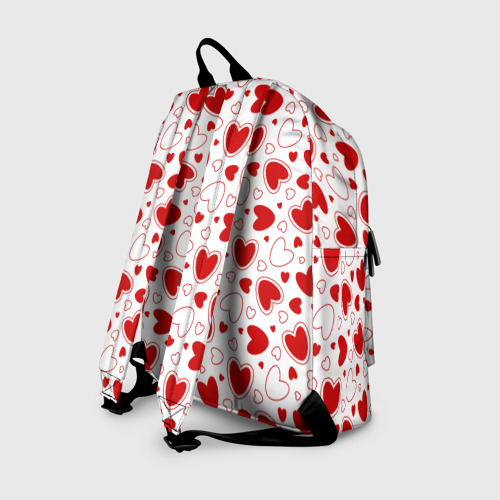 Рюкзак 3D Красные сердечки на белом фоне - фото 2