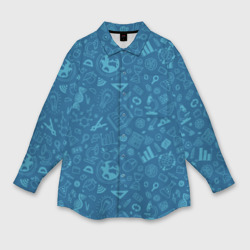 Женская рубашка oversize 3D Школьный синий паттерн
