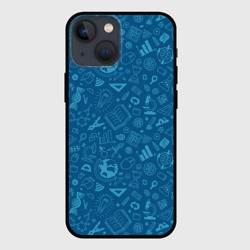 Чехол для iPhone 13 mini Школьный синий паттерн