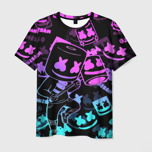 Мужская футболка 3D Marshmello neon pattern, цвет 3D печать