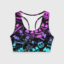 Женский спортивный топ 3D Marshmello neon pattern