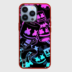 Чехол для iPhone 13 Pro Marshmello neon pattern