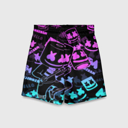 Детские спортивные шорты 3D Marshmello neon pattern