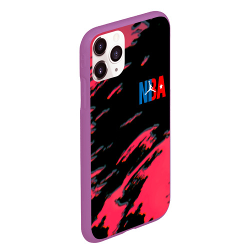 Чехол для iPhone 11 Pro Max матовый NBA краски текстура, цвет фиолетовый - фото 3