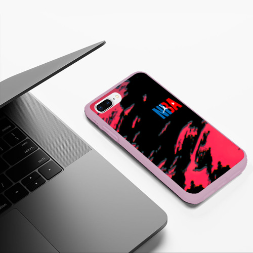 Чехол для iPhone 7Plus/8 Plus матовый NBA краски текстура, цвет розовый - фото 5