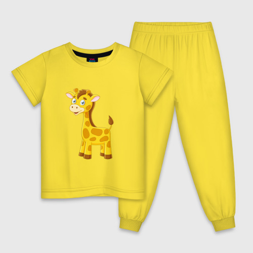 Детская пижама хлопок с принтом Милый пятнистый жираф, вид спереди #2