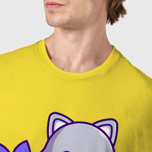 Мужская футболка хлопок с принтом Кошечка русалочка, фото #4
