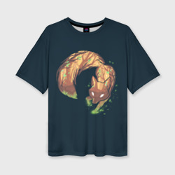 Женская футболка oversize 3D Древесный дух лисы