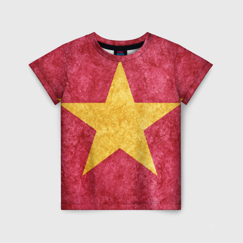 Детская футболка 3D Желтая звезда на красном, цвет 3D печать