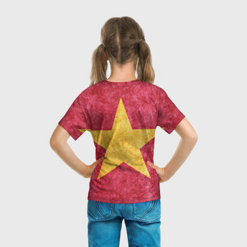 Детская футболка 3D Желтая звезда на красном, цвет 3D печать - фото 6