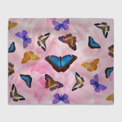 Настоящие бабочки на розовом цветке – Плед 3D с принтом купить со скидкой в -14%