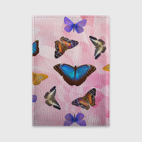 Обложка для автодокументов Настоящие бабочки на розовом цветке, цвет ярко-розовый - фото 2