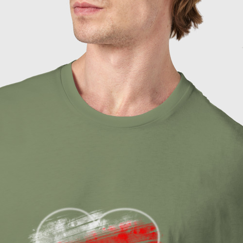 Мужская футболка хлопок с принтом Сердце на фоне триколора, фото #4