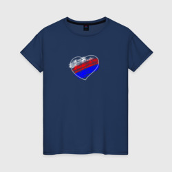 Сердце на фоне триколора – Женская футболка хлопок с принтом купить со скидкой в -20%