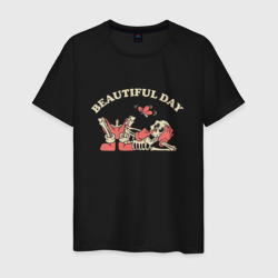 Скелет и бабочка – Мужская футболка хлопок с принтом купить со скидкой в -20%