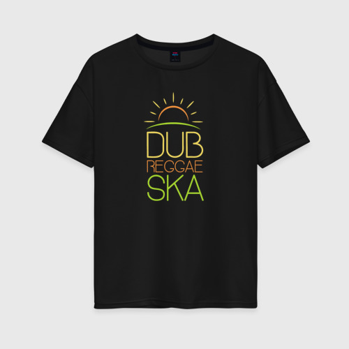 Женская футболка хлопок Oversize Dub reggae ska, цвет черный