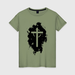 Женская футболка хлопок Крест католический графика