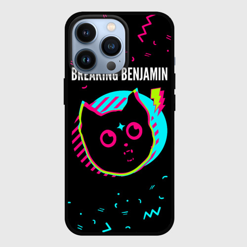 Чехол для iPhone 13 Pro с принтом Breaking Benjamin - rock star cat, вид спереди #2