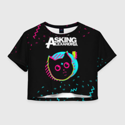 Женская футболка Crop-top 3D Asking Alexandria - rock star cat