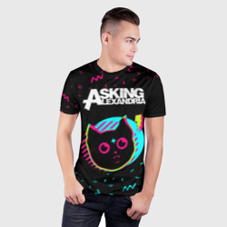 Мужская футболка 3D Slim Asking Alexandria - rock star cat - фото 2