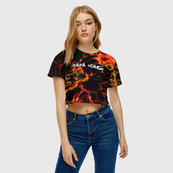 Женская футболка Crop-top 3D Papa Roach red lava - фото 2