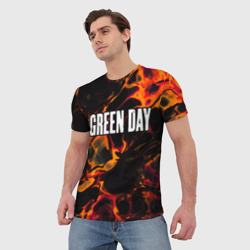 Мужская футболка 3D Green Day red lava - фото 2