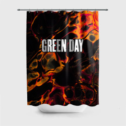 Штора 3D для ванной Green Day red lava