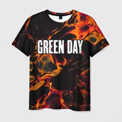 Мужская футболка 3D Green Day red lava