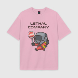 Женская футболка Oversize хлопок texturе С лутом на корабль Lethal company