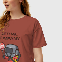 Женская футболка хлопок Oversize С лутом на корабль Lethal company - фото 2